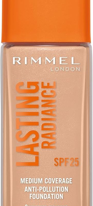 Rimmel Lasting Radiance Medium Coverage Anti Pollution Foundation, SPF 25, 010 Light Porcelain (Rimmel Wake Me Up Foundation Upgrade)