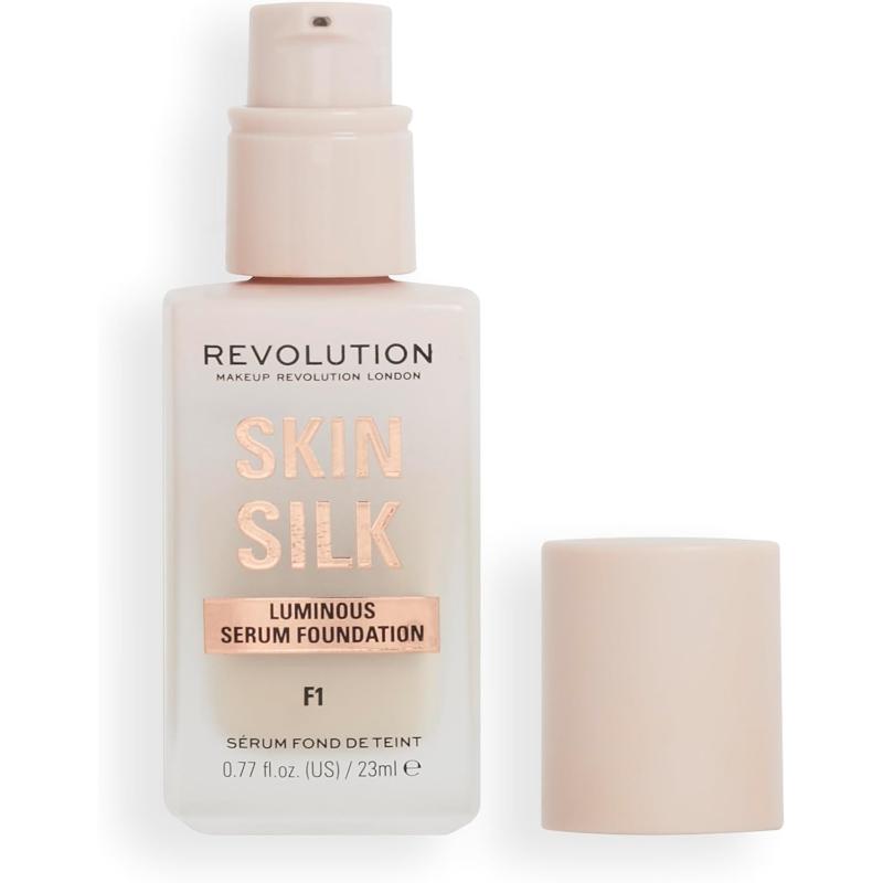 Makeup Revolution, Skin Silk Serum Foundation, Light to Medium Coverage, Contains Hyaluronic Acid, F1, 23ml